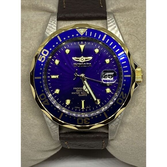 Invicta Pro Diver 8935 Men\'s Brown Leather Strap Analog Dial Quartz Watch EY148 main image 10